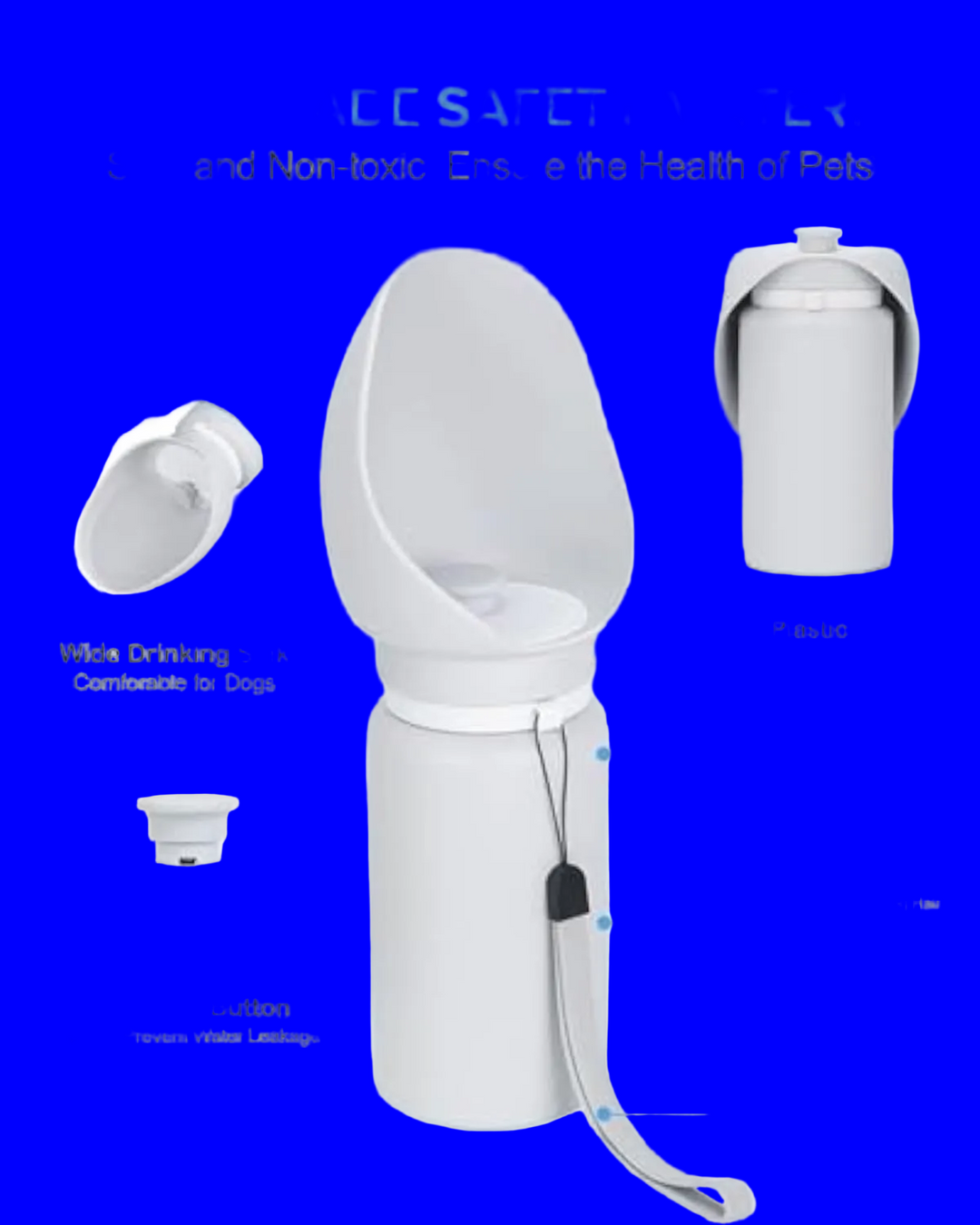 Portable Dog Water Bottle with Foldable Drinking Bowl, 550ml