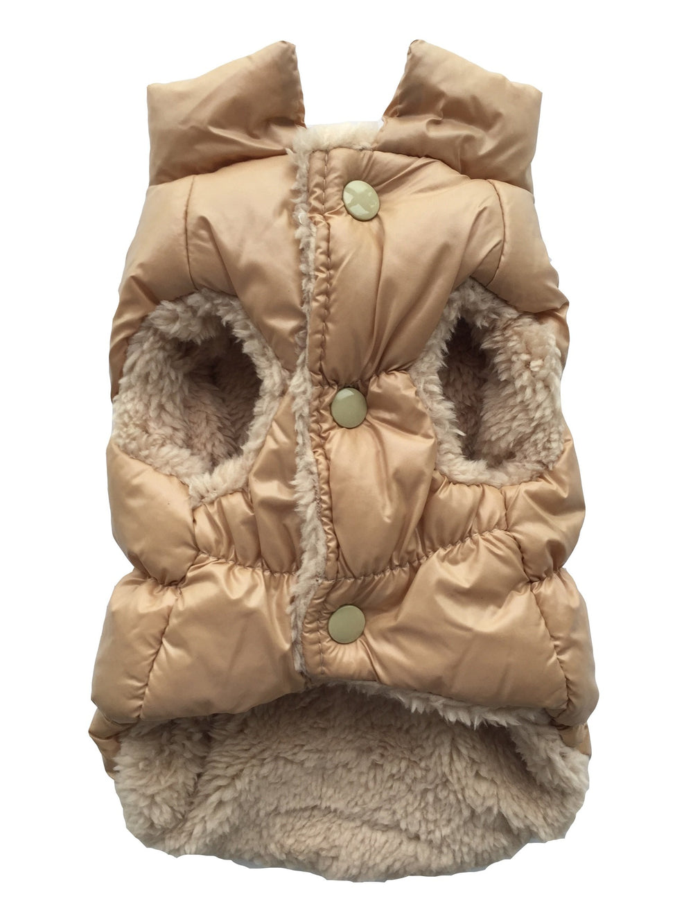Vedem Dog Warm Fleece Puffer Vest Coat Cold Weather Pet Jacket Quilted Vest Clothes for Cats and Small Dogs (L Khaki)