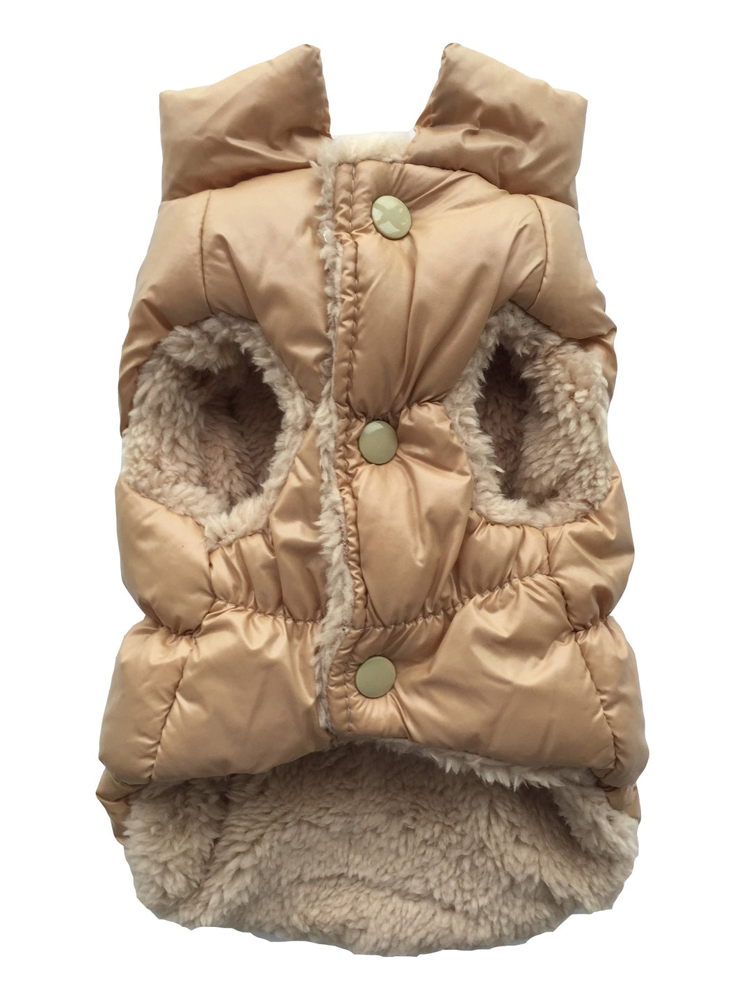 Vedem Dog Warm Fleece Puffer Vest Coat Cold Weather Pet Jacket Quilted Vest Clothes for Cats and Small Dogs (L Khaki)